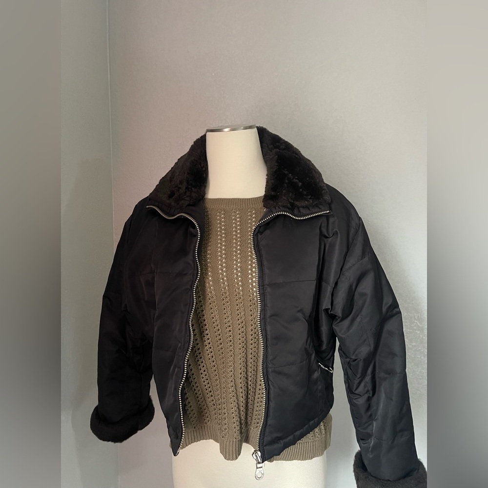 Andrew Marc Black Jacket with Fur Trim